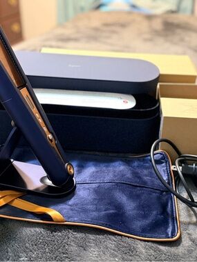 Dyson Coralle Navy Blue and Gold Hair Straightener with Stand